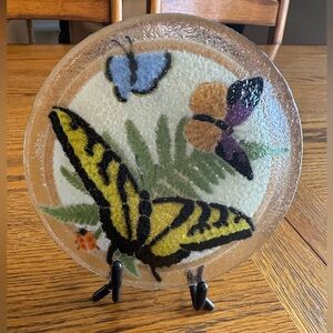 Retired Peggy Karr Fused Glass 6 “ Plate Signed